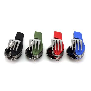 Set apribottiglie coltello forchetta staccabile 3 in 1 set da viaggio all'aperto set di stoviglie da campeggio portatile stoviglie guadabili colorate