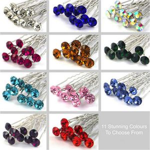 Spedizione gratuita, alta qualità 200 pezzi da sposa da sposa prom argento cristallo diamante strass perni per capelli clip grip 11 colori tra cui scegliere