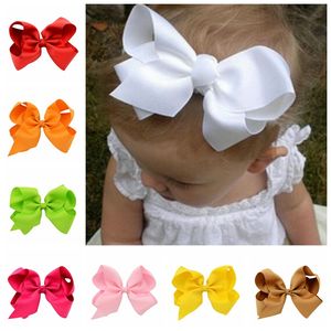 6" big grosgrain ribbon gril hair bows with clip wholesale baby accessory