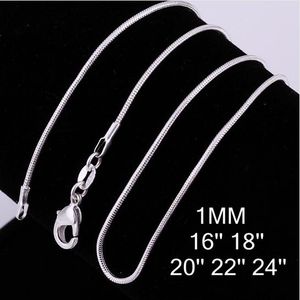 1mm snake chain necklace,Wholesale lots 50 pcs 925 sterling silver jewelry necklaces Fashion jewelry