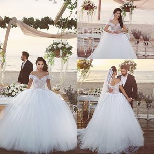 2017 neu gesagt Mhamad sexy off Schultern Spitze Brautkleider Ballkleid Schatz Applikationen Korsett Back Princess Brautkleider