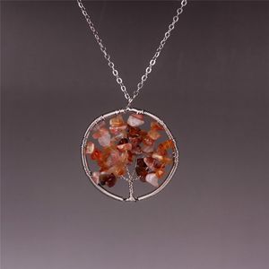 Amulett Lebensbaum Anhänger Achat Bild Jaspis Unakite Kristall Halskette mit Wire Wrap Stones getrommelt Edelstein Chakra Schmuck Geschenk für Sie