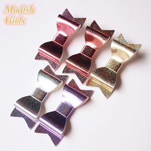 New Refelective 20pcs/lot Wholesale Hair Bows Bestseller Glitter Felt Hair Clips Bowknot Baby Shining Barrettes Girls Hairpins