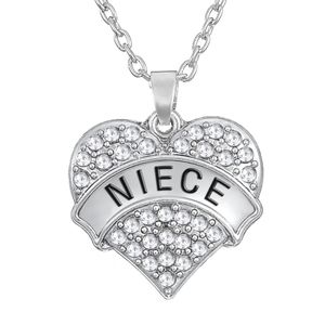 당신의 가족을 사랑하십시오 Niece White Crystal Hearts 펜던트 소녀 Chunky Necklace Word Jewelry 여름 2016