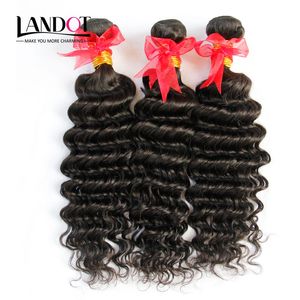 Brazilian Deep Curly Virgin Hair 3Pcs Lot Unprocessed Brazilian Deep Wave Human Hair Weaves Bundles Natural Color Thick Soft Natural Color