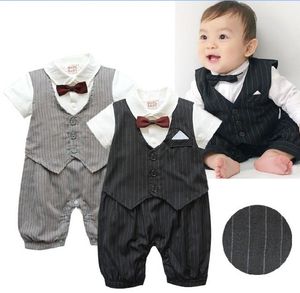 Latest design baby clothes short sleeve summer babies one-piece romper infant boy's rompers toddler jumpersuits kids gentle outfits&ties