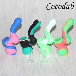 Silicone tabaco fumar tubos mini bodbler bigs com tigela de vidro silicone Óleo de plataforma DHL grátis