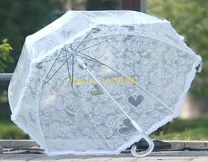 50pcs / mycket gratis frakt genomskinlig vit spets paraply parasoll långhanterad gullig prinsessan fiske kvinnor paraply regn
