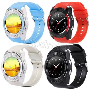 Perakende Ambalaj 10pcs ile android telefon Mikro Sim TF kartı için 0.3M Kamera MTK6261D Smartwatch'larda ile V8 Akıllı İzle Bluetooth İzle Android