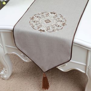 Latest Luxury Embroidery High End Table Runner Cotton Linen Modern Simple Rectangular Table Cloth China style Dining Table Mats 200x33 com