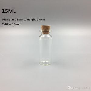 15 ML 22X65X12 MM ile Küçük Mini Temizle Cam şişeler Kavanoz Mantar Tıpalar / Mesaj Düğün İstek Takı Parti Iyilik