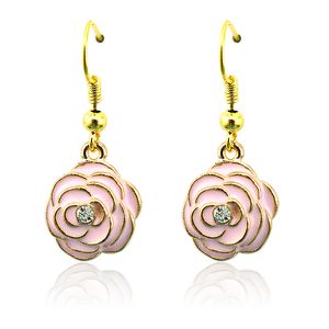 Wholesale steel earring hooks for sale - Group buy Gold Plated Charms Earrings Stainless Steel Hooks Dangle Enamel Rhinestone Flower Pendants Earrings For Women Jewelry