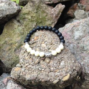 SN0414 Männer Matte Black Onyx Stein Armband Naturstein Buddha Armband natürliche Mala Gebetskette Armbänder