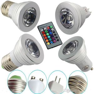 LED RGB Żarówka 3W 16 Kolor Zmiana 3W LED Reflektory RGB Lampa żarówki LED E27 GU10 E14 GU5.3 z 24 kluczowym pilotem 85-265V