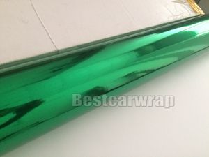 Green Chrome Mirror Winylowe winylowe łatwe rozciągliwe Chrome Gloss Car Wrap Folia 1,52x20m/rolka