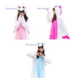 Pigiama intero per adulti unicorno animale Pigiama unisex One Piece Cosplay Costumi di Halloween Cartoon Donna Sleepwear Rosa Rosa Blu