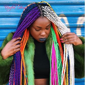 3x box braids grey hair extensions 100g Crotchet box braids crochet hair extension dropshipping synthetic braiding hair for women