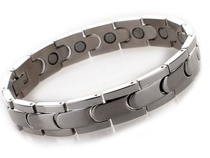 Healing Magnetic Link Chain Armband Men/Woman 316L Rostfritt stål 4 Hälsovårdselement Guld Silver Black Hand Jewelry