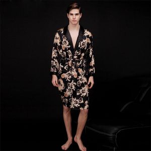 Wholesale-Fashion Male Printing Summer Sexy Sleepwear Luxury Men Full Sleeve Home Wear Bathrobes Thin Style Nightgown