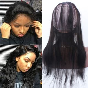 Pre Plucked Lace Frontal With Wig Cap Peruvian Straight Hair Frontal Adjustable band Natural Hairline