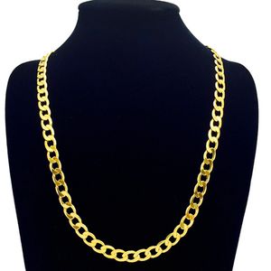 Statement Jewelry Curb Chain 24k Yellow Gold Filled Solid Necklace For Women Men 24in Long