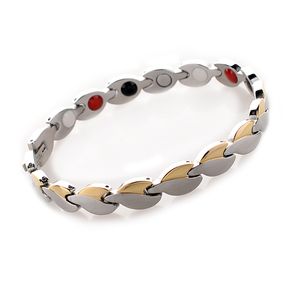 New arrival fashion jewelry men's stainless steel healthy energy link chain bracelets benifits element magnetic germanium Infrared ray bracelet silver gold black