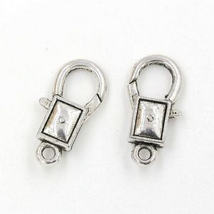 100PCS New Antique silver alloy Fancy Lobster Clasps Connector For Jewelry Making Bracelet Necklace DIY Accessories x14mm