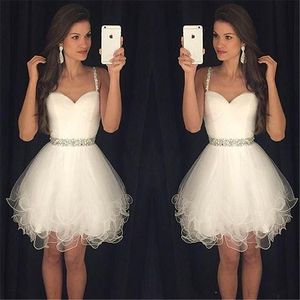 Organza Material Populära Homecoming Klänningar Skola Slitage Sexig Kort Knä Legnth Party Klänning Med Kristall Beaded Stones Sash Homecoming Dress