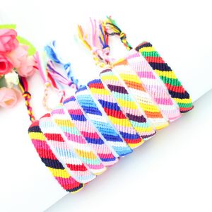 Dünne süße Armbänder für Frauen, diagonale Streifen, Baumwollschnur, gewebt, Korea-Stil, Freundschaftsarmband, Mann, Bulk, 10 Farben