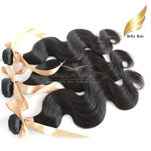 Extensões de cabelo 2 pçs / lote Virgem não processado Mongólio cabelo tece onda corporal waste dupla trama Bellahair cor natural dhl bulk atacado