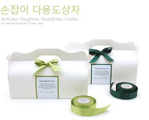 New 27.5*10*7CM white hand make Cake Box with handle Muffin Box Cookies Box Portable Gift Box 100pcs/lot Free shipping
