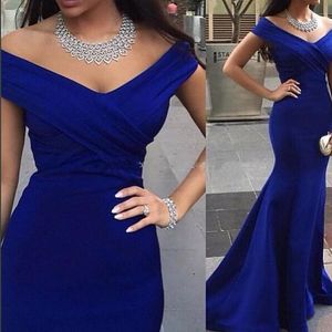 Royal Blue Aftonklänning Ny ankomst Arabisk V-Neck Party Klänning Formell Event Gown Plus Storlek Robe de Soire Vestido de Festa Longo