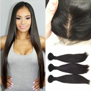 Silk Based Full Frontal Lace Closure 13*4 With Bundles Indian Virgin Hair With Ear to Ear Silk Top Lace Frontal