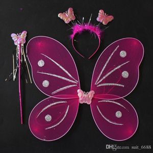 Wholesale toy butterfly wings for sale - Group buy Sixty one children s toys luminous double angel butterfly wings children s performance clothing three piece girl dress up props