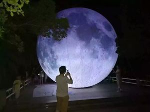 opblaasbare maanbal kunstmatige inbegrepen LED luchtpomp gebruik voor groot feest festival celebra