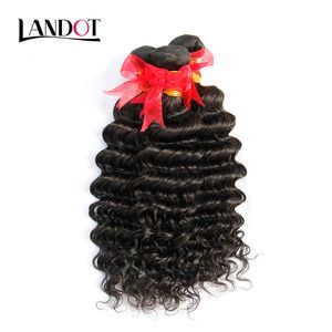 Brasiliansk djupvåg Curly Virgin Human Hair Weaves Bundes Obehandlade Peruanska Malaysiska Indiska Mongoliska Kambodjanska Curly Hair Extensions