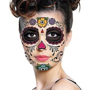 Halloween dag av de döda dia de los muertos ansikte mask vattentät tatuering klistermärke för masquerade party skönhet ansikte smink