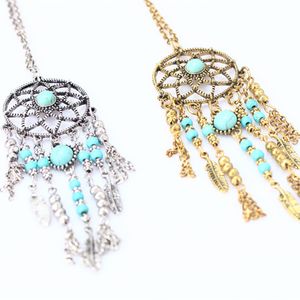 Europe and the United States of Bohemia Ethnic Necklace Soviet romantic feather sweater chain necklace film Dreamcatcher