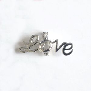 18KGP Word "Love" Locket Cage, Can Hold A Pearl Gem Bead Cage Pendant Mounting, DIY Fashion Necklace Jewellery Fitting