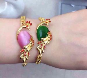 China Wind Peacock Opal 18k gold-plated copper bracelet filled with Christmas gifts wholesale