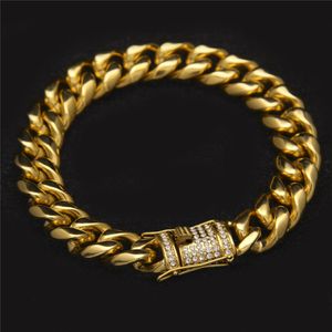 14mm Cuba Statement Bracciale Unisex Hip Hop Gioielli Bracciale Matel Catena a maglie placcata oro argento per uomo Donna Elegante