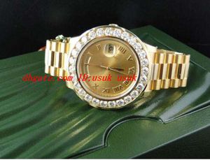 Luksusowe zegarek Niesamowite męskie 2 II 18K 41 mm 43 mm żółte złoto duże diamentowe zegarek automatyczne męskie zegarki Męskie zegarki Najwyższej jakości szafirowy wodoodporny
