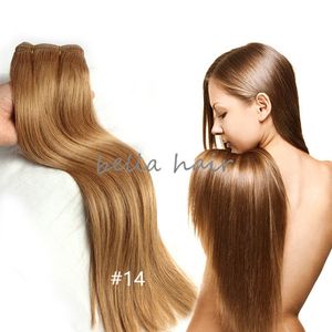 Top Quality Light Brown Brazilian Hair Malaysian Indian PeruvianHuman Hair Weft Extensions 100g/pc free shipping Bella Hair