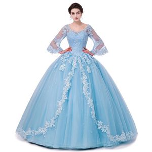 2017 Moda Scoop Backless Dantel Balo Quinceanera Modelleri Aplikler Pullu Artı Boyutu Tatlı 16 Elbiseler Vestido Debutante Törenlerinde BQ39