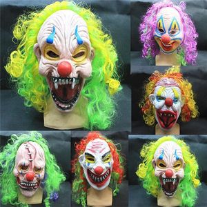 Halloween Scary Party Mask Latex Rolig Clown Wry Ansikte Oktober Spirit Festival Emulsion Terror Masquerade Masker Barn Vuxen 20st