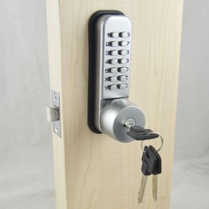 Mekaniskt lösenordsdörrlås sovrumskod lås med 3 nycklar färg silvery236q