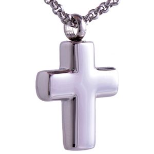 316L Rostfritt stål Lockets Silver Small Cross Urn Pendant Ash Halsband Keepsak Smycken Öppningsbar Sätt i parfym eller notera Klassiska Högpolerade Smycken