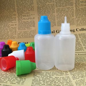 Toptan 30ml Boş Plastik Şişeler Yumuşak Stil 30 ml Konteyner Renkli Çocuk geçirmez Kapaklar Uzun İnce İpucu