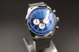 Новое поступление, кварцевые часы для мужчин, аналоговый аналоговый ремешок из нержавеющей стали с синим циферблатом, цифровые часы Montre Hommme191U