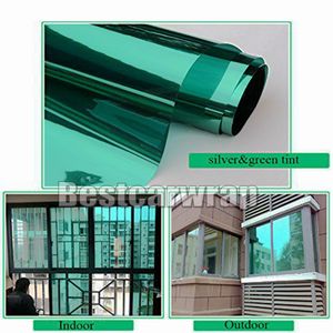 Auto-adesivo Green Green Mirror de ida de vinil Daytime Privacy Mirror Window Film 1.52x30m